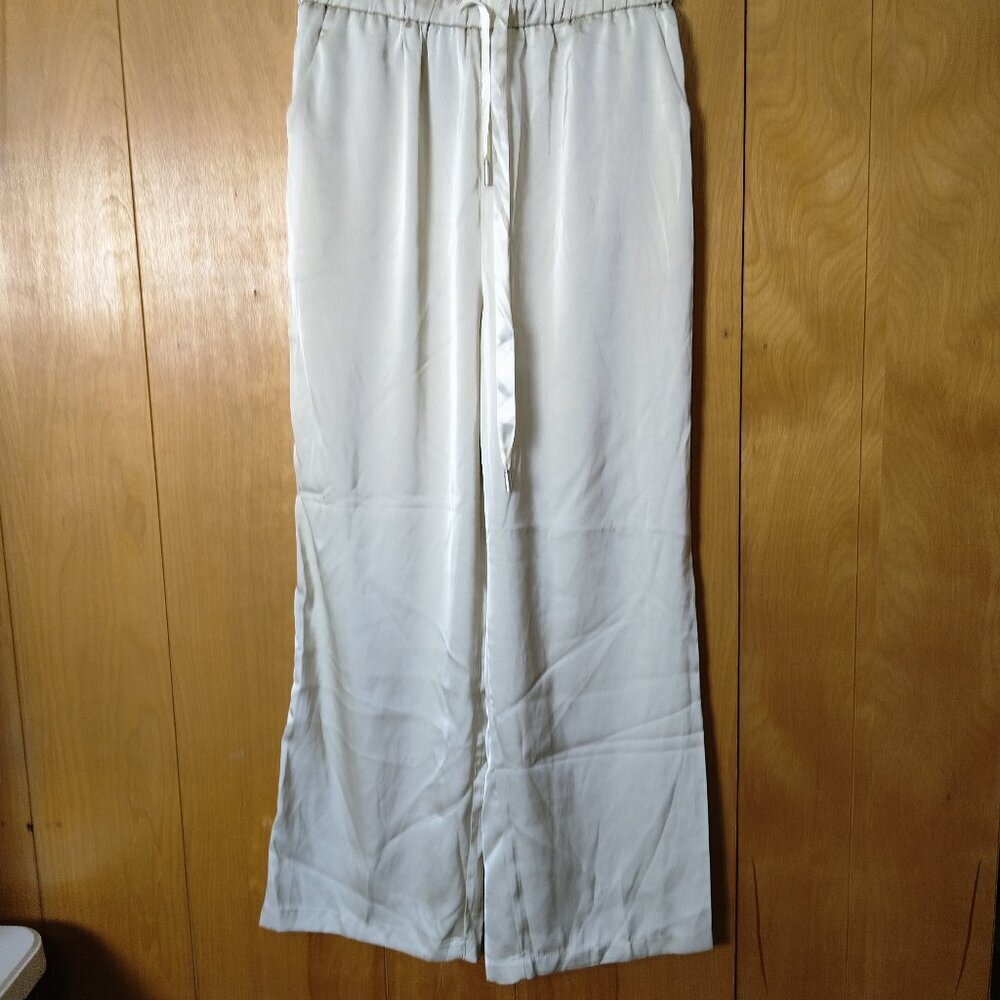 Heshun Beige Size XL Elastic Waist Pull On Pants Drawstring Classic Contemporary